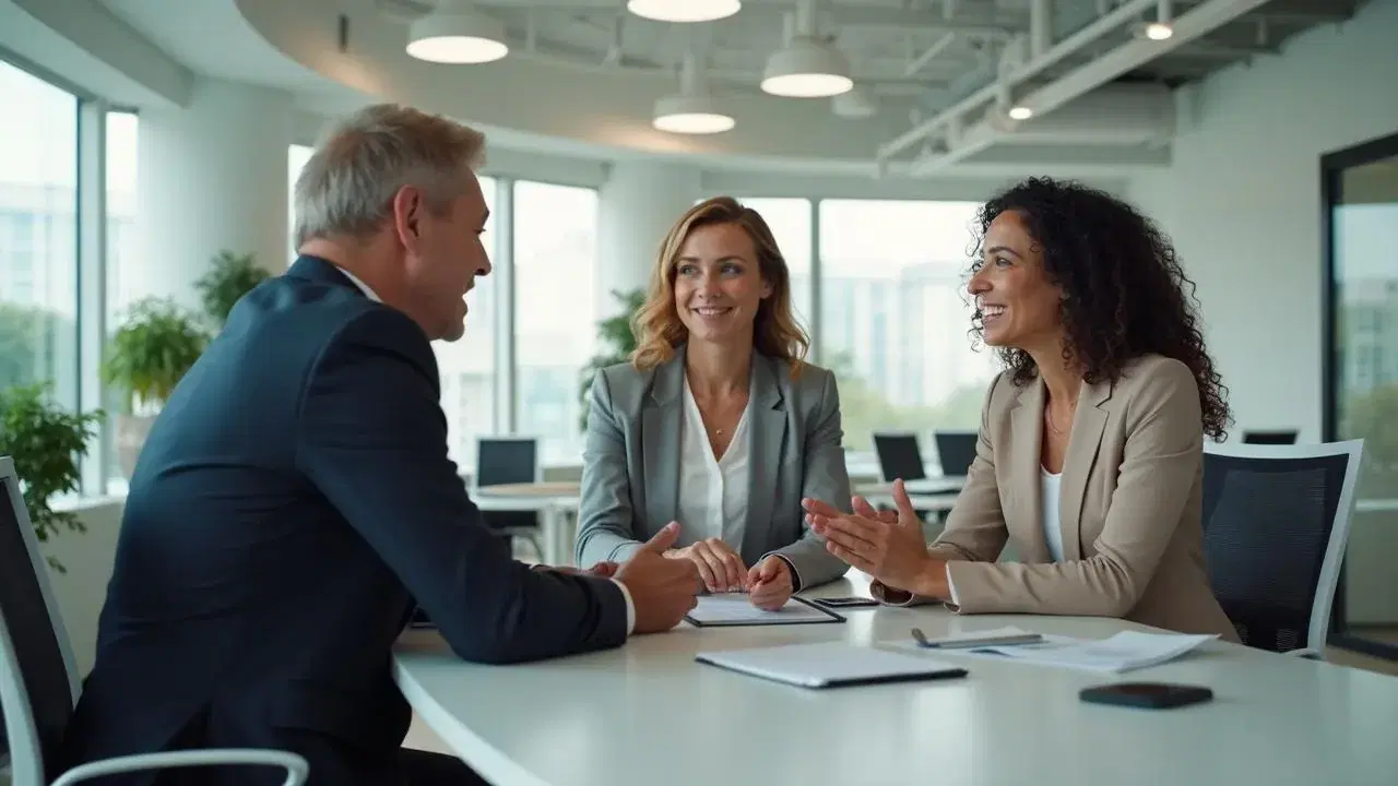 Interface CRM avec vue 360° client patrimoine affichant contrats, documents et objectifs