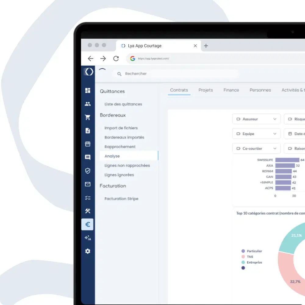 Interface d'analyse du portefeuille clients