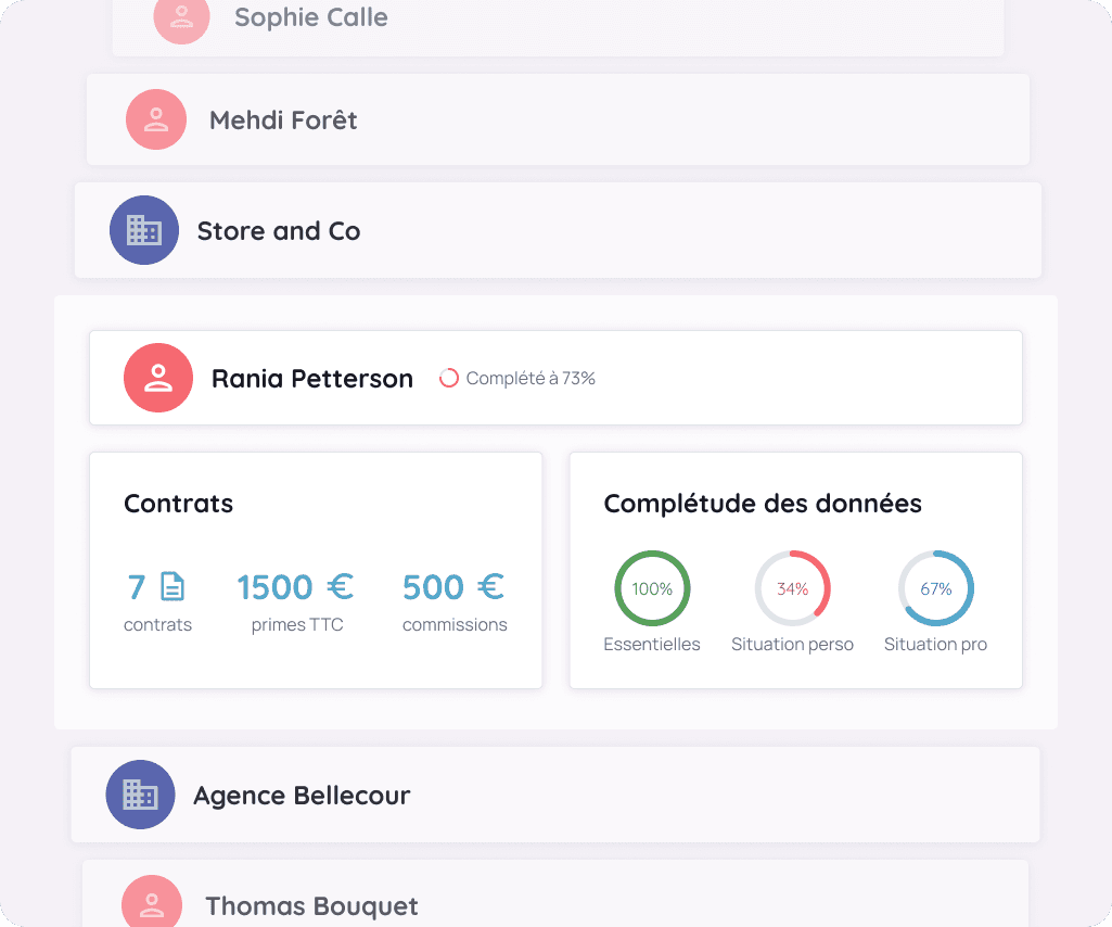 Interface CRM pour centraliser et exploiter les données clients