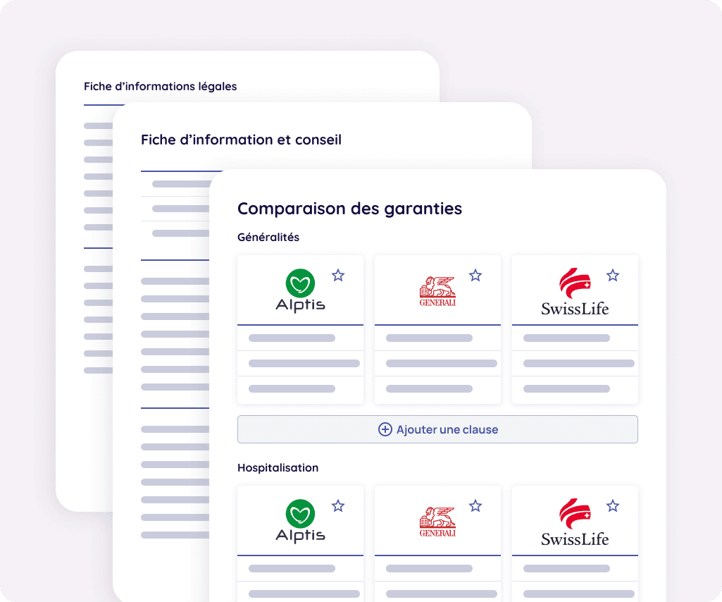 Interface de comparaison de produits d'assurance pour optimiser le conseil client