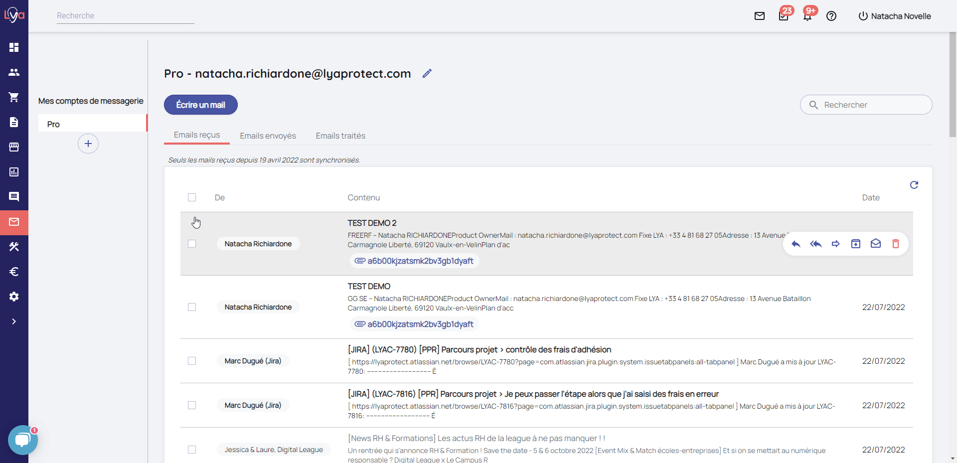 Messagerie intégrée CRM assurance