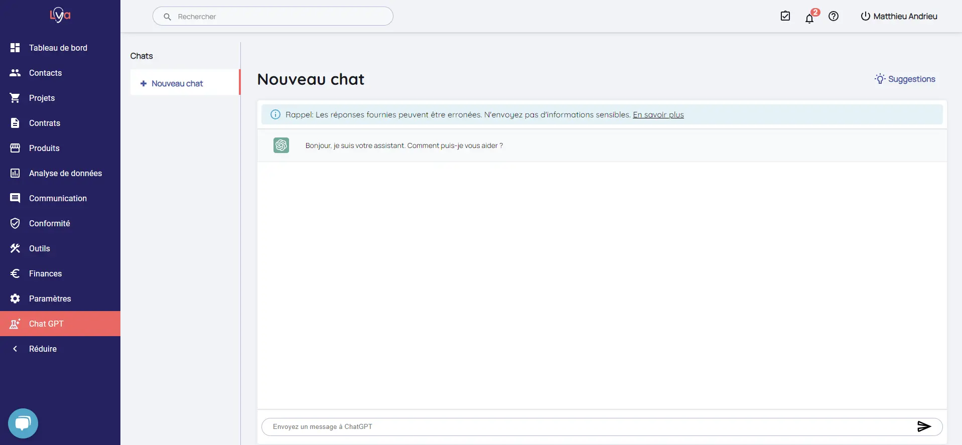 chatbot métier chat gpt